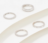 Diamonique Sterling Silver Set of 4 Round & Emerald Cut Stack Rings Sterling Silver Size 5